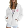 thumbnail image 2 of White Hoodie Womens Oversized Sweatshirt Lightweight Casual Zip Up Women's Hoodies And Sweatshirts With Zipper Long Sleeve Pocket Drawstring For Everyday Wear Layering In Winter, 2 of 4