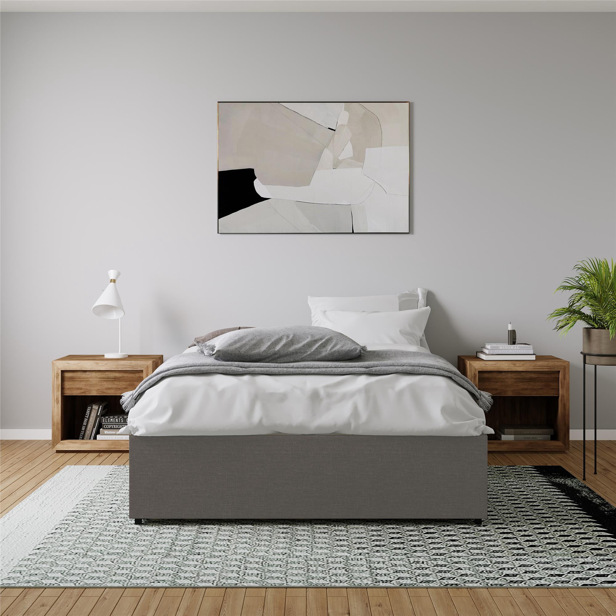 DHP Maven Platform Bed with Storage, King, Gray Linen