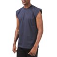 thumbnail image 4 of 3 Pack Pro Club Heavyweight Crew Neck Sleeveless Muscle T-Shirt - Navy Blue - XL, 4 of 4