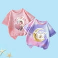 thumbnail image 3 of Tie Dye Shirt Kids Girls 2-Piece Cute Summer Tops Casual Graphic Tees Short Sleeve Cotton Rabbit T-Shirt Cute Summer Clothes, Purple/Pink, 8 Years, 3 of 3