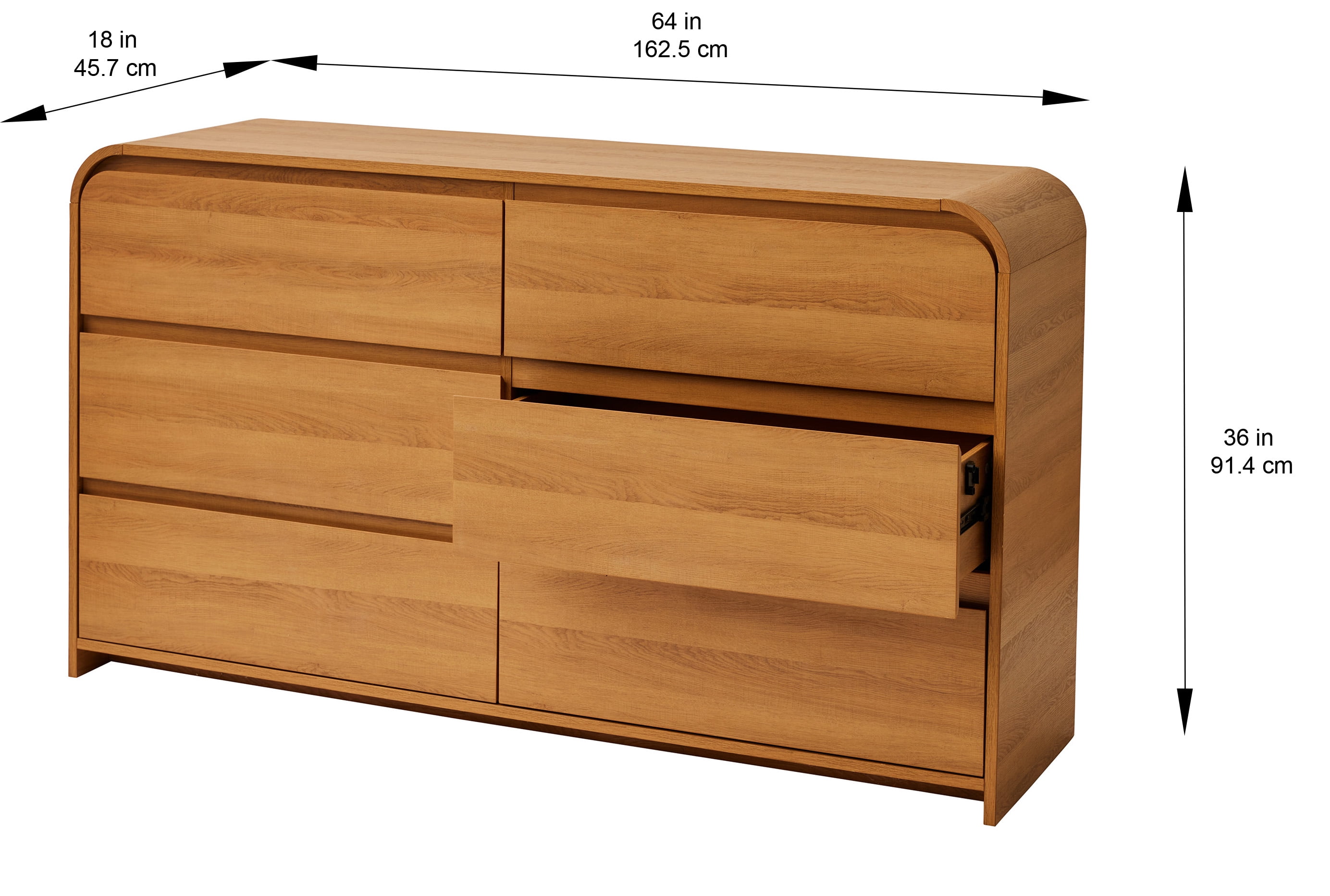 Better Homes & Gardens Juliet 6 Drawer Dresser, Light Honey Finish