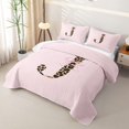 thumbnail image 3 of meiyoeat Chic Leopard Bow J Twin Quilt Set,Cheetah Print Monogram Initial Art Twin Coverlet Set For Girl,2 Pieces, 3 of 7