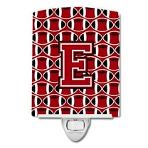 Caroline's Treasures CJ1073-ECNL Letter E Football Red, Black and White Ceramic Night Light, 6x4x3", multicolor