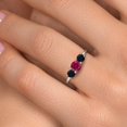 thumbnail image 4 of Gem Stone King 14K White Gold Red Created Ruby & Black Onyx 3-Stone Engagement Ring | 1.04 Cttw | Round 5MM and 4MM | Three Stone Wedding Anniversary Promise Ring for Women (Size 6), 4 of 6