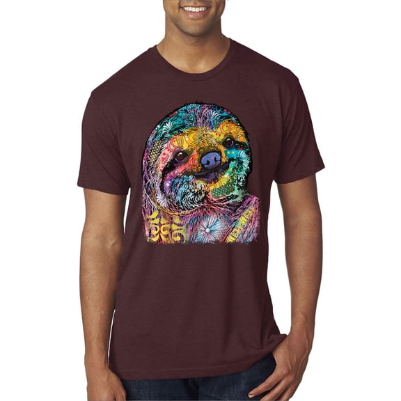 Funny Neon Sloth | Dean Russo Art Animal Lover Mens Premium Tri Blend T-Shirt, Cardinal, XL