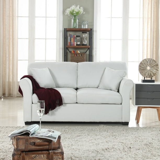 Classic and Traditional Comfortable Linen Fabric Loveseat Sofa Living ...
