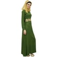 thumbnail image 3 of Bimba Green Ladies Maxi Muslim Abaya Rayon Dress Jilbab With Cotton Hijab-6, 3 of 5