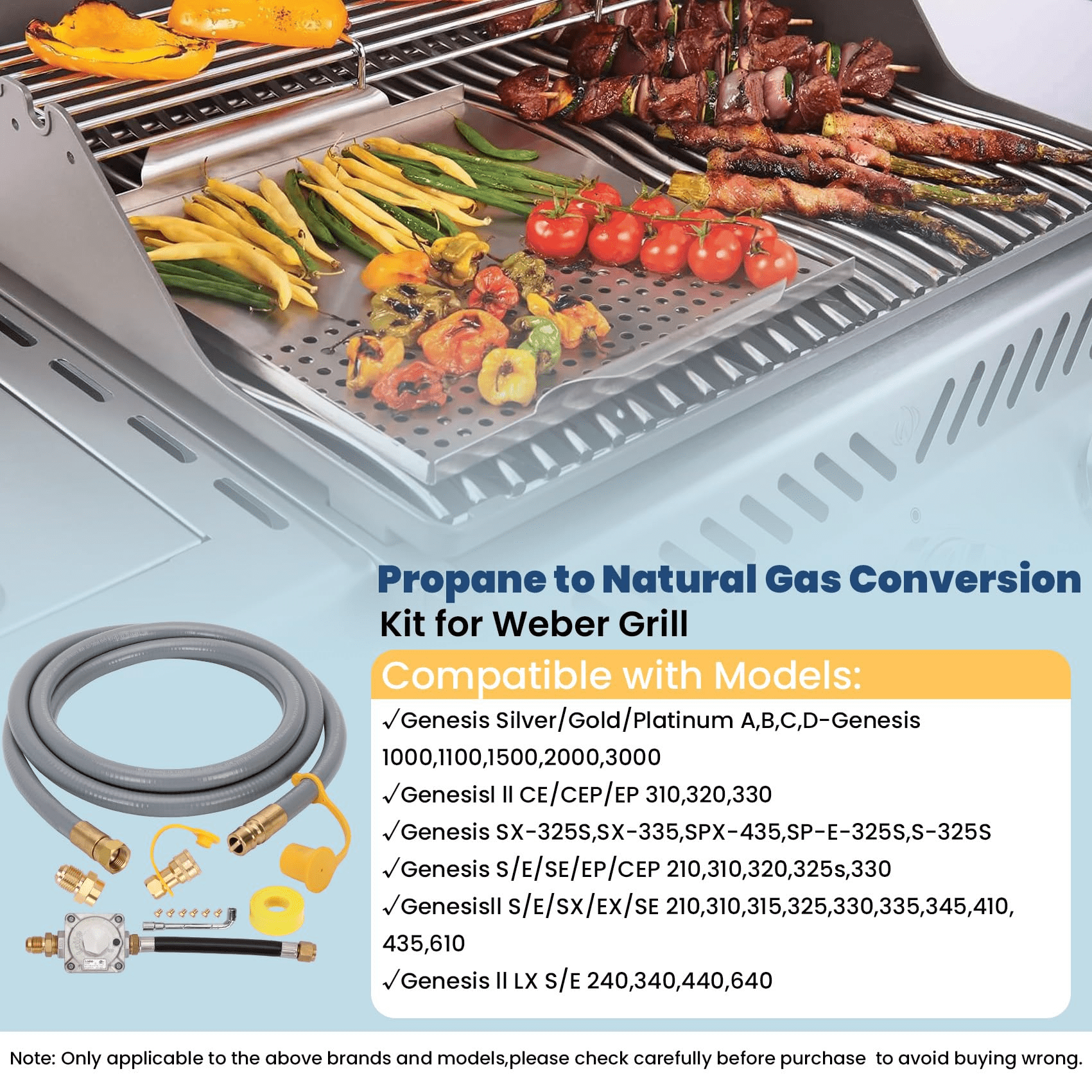 Flngr 15FT Auto Changeover 2-Stage Propane Regulator and Hose Replacement for Kitchen-Aid 710-0003 Gas Grill Conversion Kit