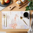 thumbnail image 2 of Coastal Placemats Set of 8, Orange Brown Coral Starfish Jellyfish Seahorse Placemats for Dining Table, Place Mats for Kitchen Tabletop, Waterproof Wipeable Dining Table Mats Set, 2 of 9