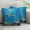 thumbnail image 3 of Autua Sea Turtle Graphic Decorative Cushion Throw Pillow Cover for Home Couch Living Room Bed Sofa - Short Plush Material, Pack of 1, All Year Round Use 12x12in, 3 of 5