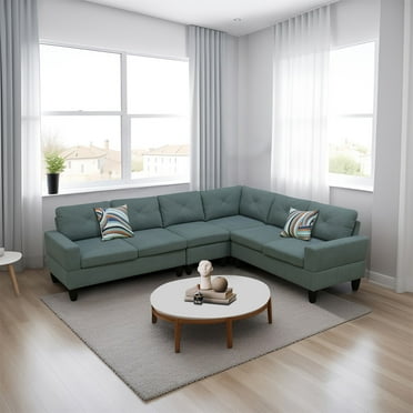 Hommoo Sofa Set,Calico 4-Piece Couch Living Room Sofa Set,Sectional Couches for Living Room,Dendrobium Green