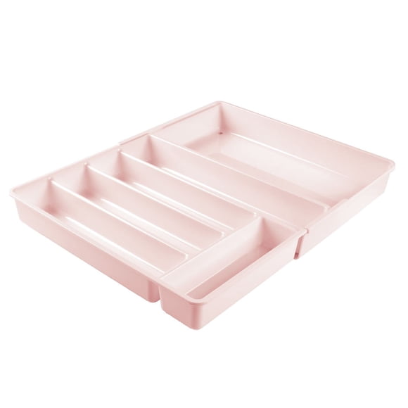 Bandeja organizadora de almacenamiento con diseño en M para cubiertos, rosa claro o rubor