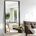 thumbnail image 5 of Arched Wall Mirror 24x20 Inch Black Metal Frame Tempered Glass Large Decorative Crystal Clear Shatterproof Mirror for Entryway Living Room Mantel Bathroom, 5 of 9