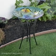 thumbnail image 4 of 18" Glass Birdbath with Butterfly and Flowers Painted Finish, 4 of 10