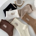 thumbnail image 2 of Calcetines de mujer de moda otoño e invierno nuevos calcetines de algodón lindos de estilo japonés de tubo medio calcetines de conejo bordados de tiras finas de color sólido, 2 of 6