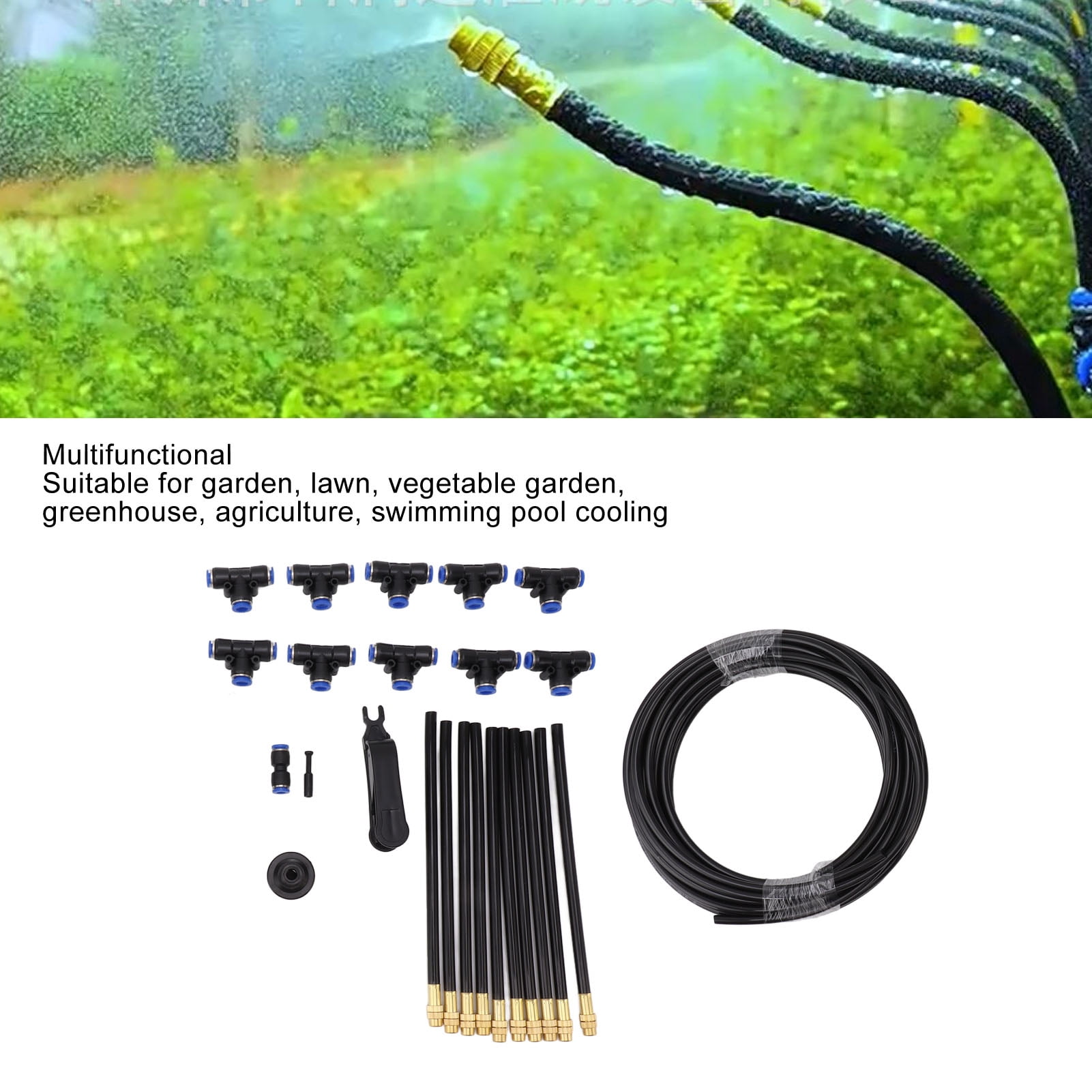 BIMZUC Above Ground Sprinkler System with 360 Degree Adjustable Bendable Nozzle for Greenhouse Outdoor Plant Drip Irrigation Kit 10m 32.8 ft EU Standard