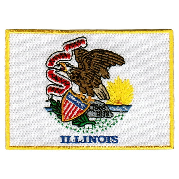 Illinois Embroidered Iron-On Flag Patch