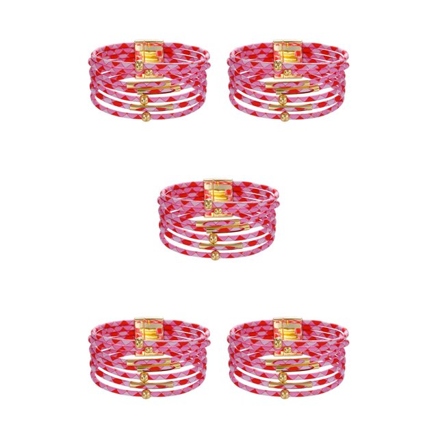 Qarigey magnética multicapas de cuero ajustable con estampado de leopardo, regalos para el Día de San Valentín, decoración de fiesta, Rosado 5piezas Qarigey CBP234311