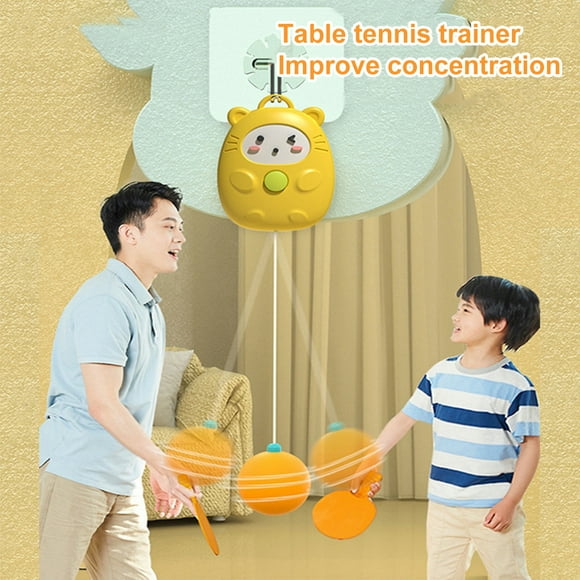 LJNYFDC Hand-eye Coordination Table Tennis Trainer Indoor Hanging Table Tennis Trainer Set Paddles Hook Cartoon Design Ceiling Mount Retractable Rope Ideal for Kids and Beginners