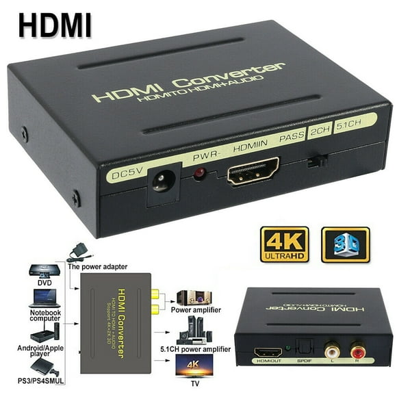 HDMI to HDMI & Optical SPDIF RCA Analog Audio Extractor Converter Splitter 1080P