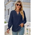 thumbnail image 6 of Women'S Casual Long Sleeve V-Neck Pullover Shirt Top Dark Blue XL, 6 of 10