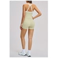 thumbnail image 2 of AEXTO Two Piece Color Block Womens Workout Sets Cross Back Tank Top Matching High Waist Leggings Shorts Sets Gym Outfits Activewear, 2 of 6