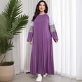 thumbnail image 4 of AURA Women Plus Size Modest Long Sleeve Maxi Dress Purple Patchwork Casual Abaya Style, 4 of 10