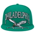 thumbnail image 2 of Men's New Era Kelly Green Philadelphia Eagles Throwback Oversized 59FIFTY Fitted Hat, 2 of 5