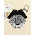 thumbnail image 3 of Seyurigaoka Sweet Style Baby Girls Outfit, Leopard Print Skirt Splicing Romper, 3 of 9