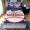 thumbnail image 2 of meiyoeat Vintage Baseball Sport Zipper Twin Comforter Sets with Fitted Sheet and 2 Pillowcases for Boys, Cartoon Ball Bat Zipper Bedding Set, Blue Red, Blue Reversible, 4-Piece, 2 of 7