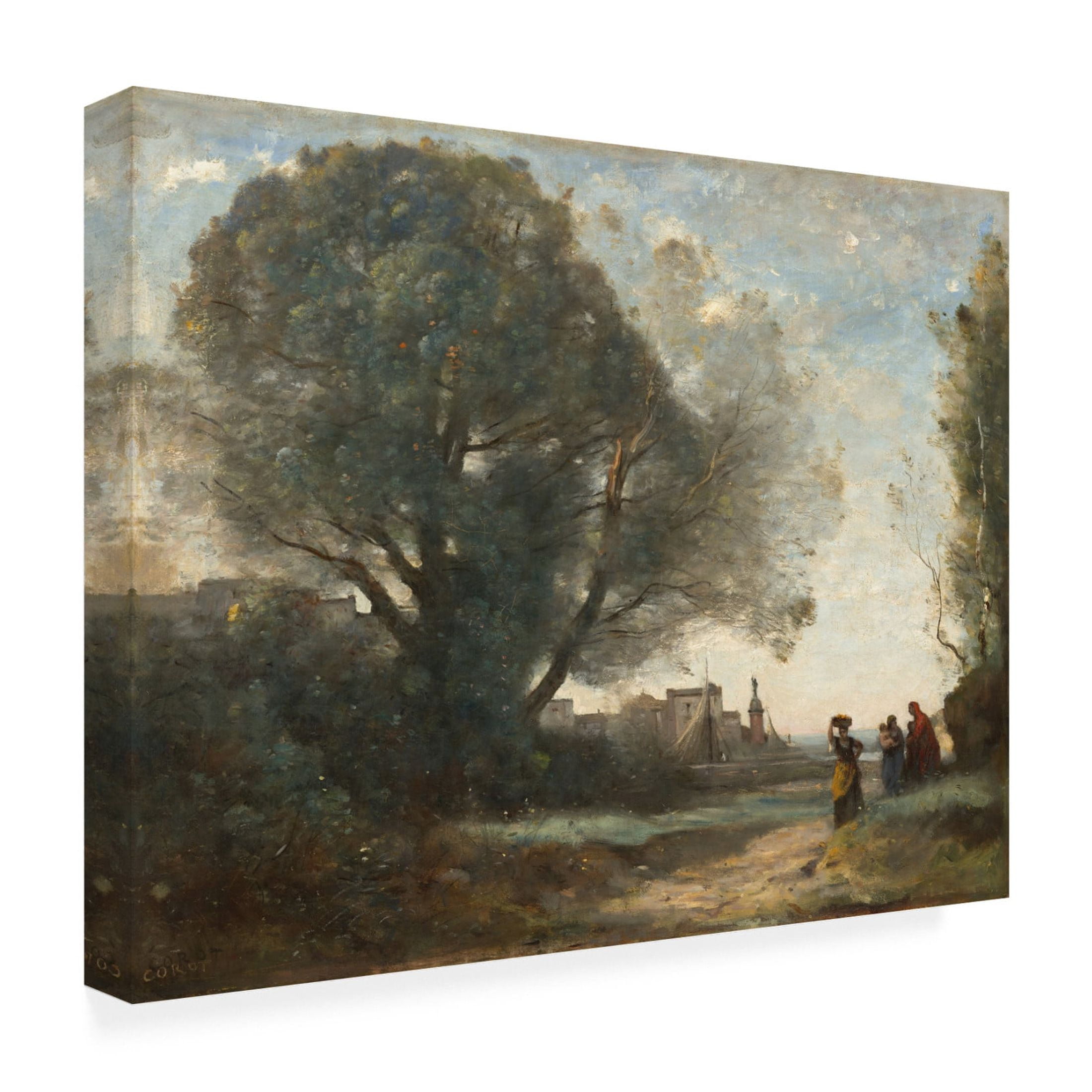 Jean Baptiste Camille Corot 'Souvenir of Terracina, 1864' Canvas Art - 47 x 35 Inches