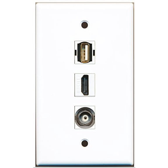 RiteAV - 1 Port HDMI and 1 Port USB A-A and 1 Port BNC Wall Plate