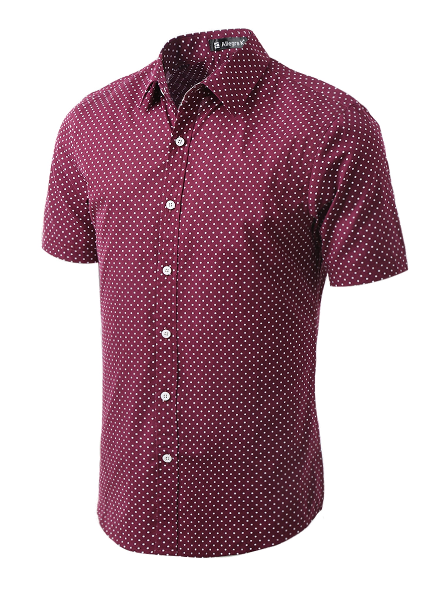 Lars Amadeus Men's Short Sleeves Polka Dots Button Down Shirt - Walmart.com