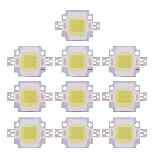 10 piezas 10W LED SMD Chip COB DC 9‑10V para lámpara de luz de inundación Bombilla de perlas de alta potencia Blanco frío