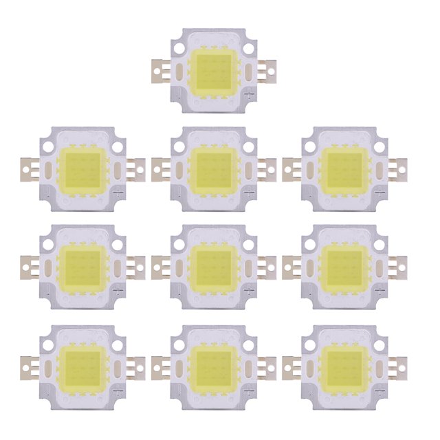 10 piezas 10W LED SMD Chip COB DC 9‑10V para lámpara de luz de inundación Bombilla de perlas de alta potencia Blanco frío