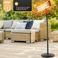 thumbnail image 3 of SereneLife Infrared Patio Heater, Electric Patio Heater for Indoor/Outdoor Use, Portable Stand Heater with Remote Control, 1500 W, for Restaurant, Patio, Backyard, Garage, Decks (Black), 3 of 7