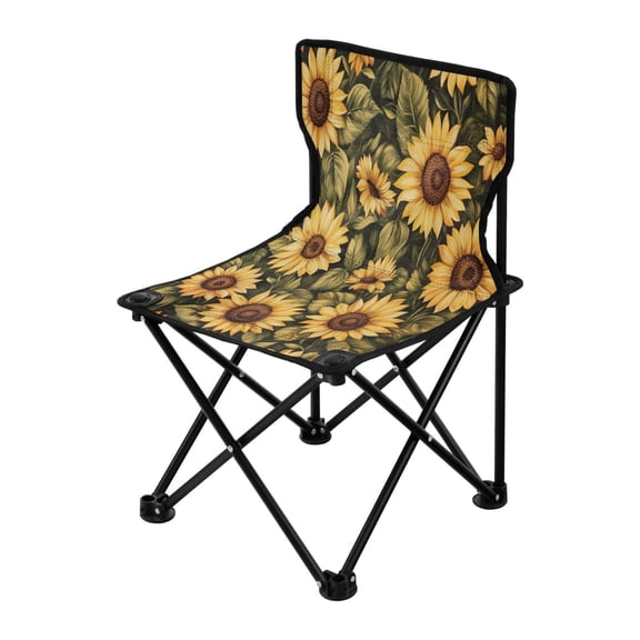 Folding Chair（Maximum weight capacity 220lb）Camping Chair For Camping Picnicking Outdoor Beach and Travel Sunflowers Painted