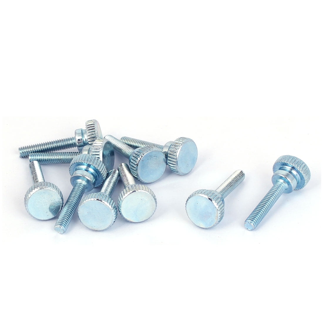 sourcing map M6x40mm Vis Moletée Tête entièrement fileté acier carbone 4pcs