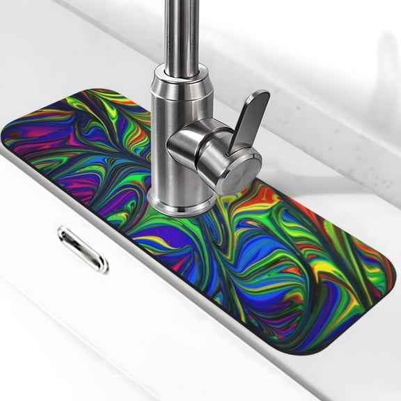 Xecao Pride Rainbow for Kitchen Sink Splash Guard Faucet Mat , Faucet Guard & Draining mat, (15" X 5.5" )