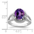 thumbnail image 2 of White Sterling Silver Ring Band Gemstone Amethyst Oval Purple, 2 of 2