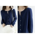 thumbnail image 6 of Womens Workwear Blouses Womens Basic Crew Neck Long Sleeve Button Down Cardigan for Women, 6 of 6