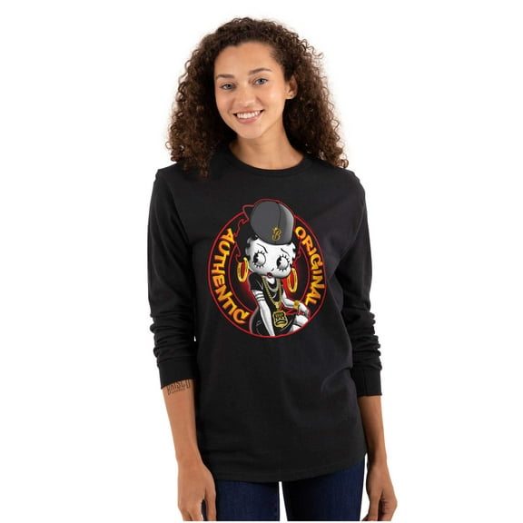 Betty Boop Cartoon Original Gangster Women Plus Size Long Sleeve Graphic Tee Brisco Brands 3X