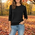 thumbnail image 5 of FDGIU Casual Crewneck Sweater for Women, Loose Fit Ribbed Knit Pullover, Long Sleeve Comfy Knit Casual Wear Top, 5 of 7