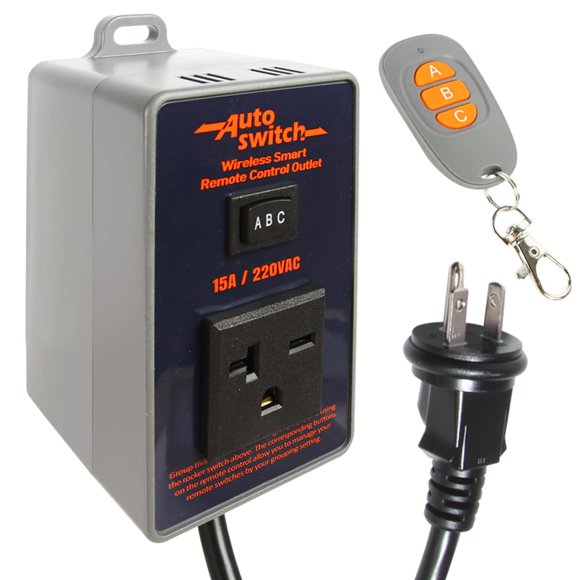 O'SKOOL Remote Control Wireless Electrical Outlet Switch, 433M Transmitter 220V Plug (Battery Included)