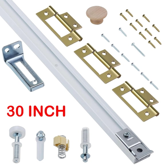 Bifold Door Hardware Track Kit with 30 inch Bifold Closet Door Track Kit, Folding Door Hardware Repair Replacement Tool Kit