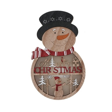 

Christmas Lighting Hanging Pendant Snowman Shape Creative LED Adornment Wooden Decoration