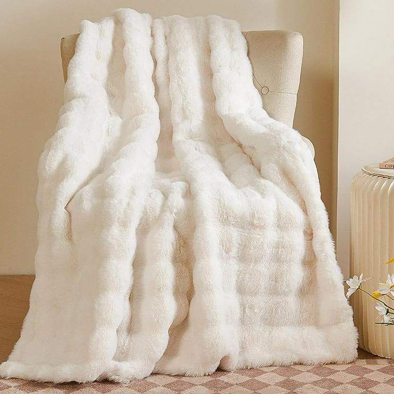 Plush faux fur blanket sale
