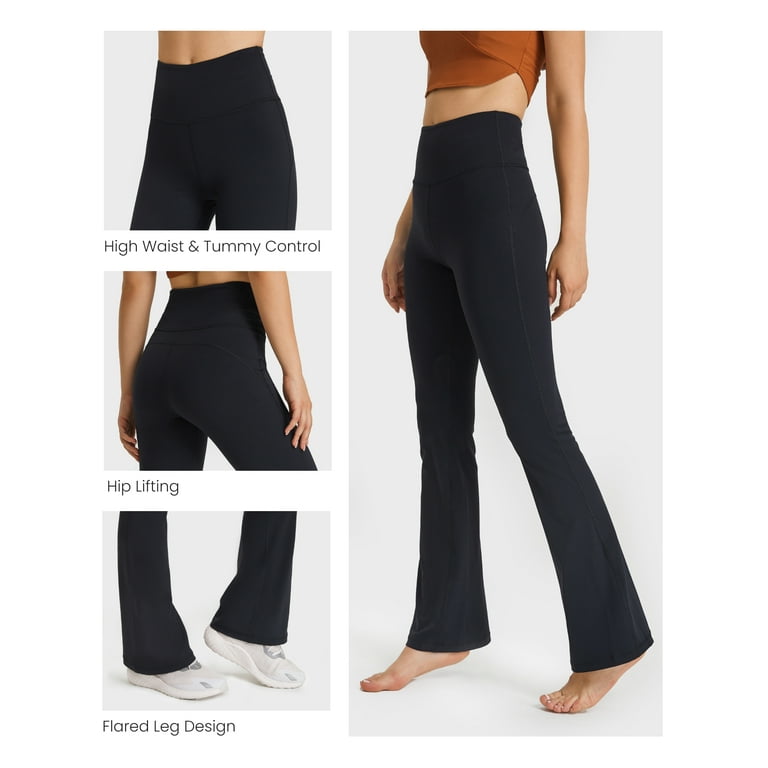 Imcute Women's Yoga Pants Leggings High Waisted Wide Leg Yoga Flare Pants  Tummy Control Workout Running Pants Black S