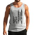 thumbnail image 2 of Men's USA Flag Muscle Tank Top with Distressed Print and Sleeveless Design Featuring Rugged Vintage Style for 4th of July Celebrations Memorial Day Light Gray L, 2 of 4