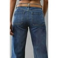 thumbnail image 5 of Wide Straight Leg Mid Rise Baggy Pocket Denim Jeans Without Belt Dark Blue L, 5 of 9